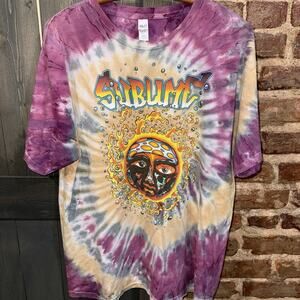 Vintage Sublime Tye Dye Rock T Shirt. Long Beach Sz L Purple Sub Flare EUC